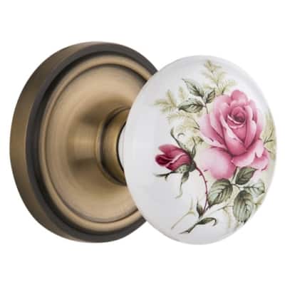 Nostalgic Warehouse Vintage Porcelain Painted Rose Privacy Door Knob