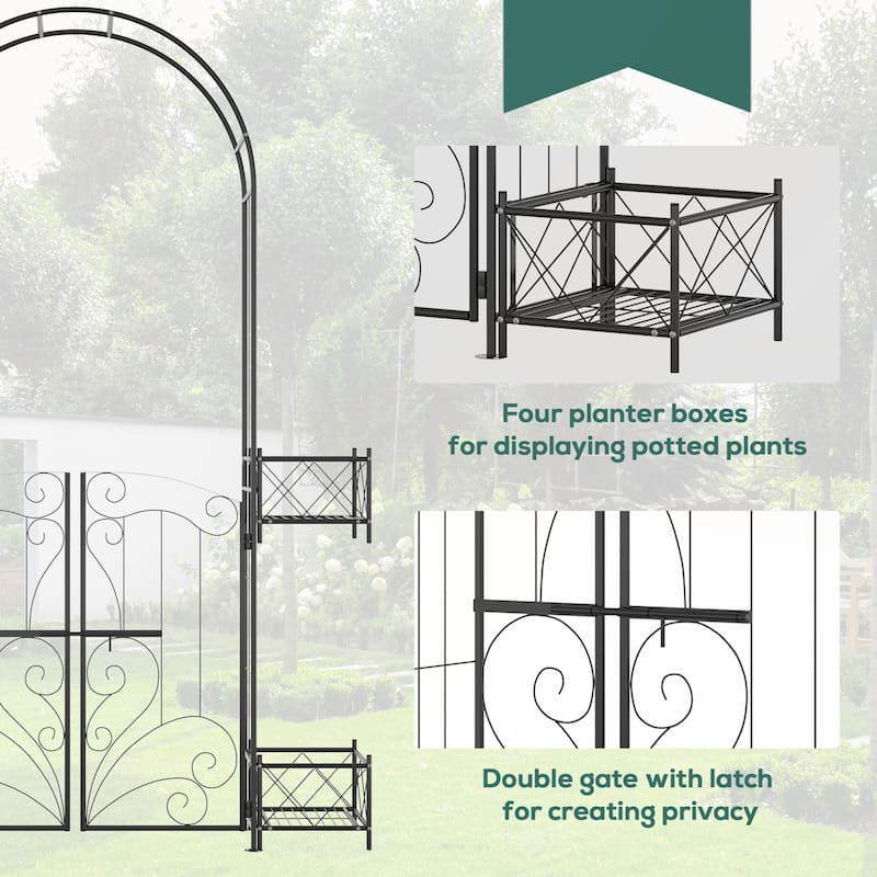 Outsunny Metal Garden Arch Trellis with Gate