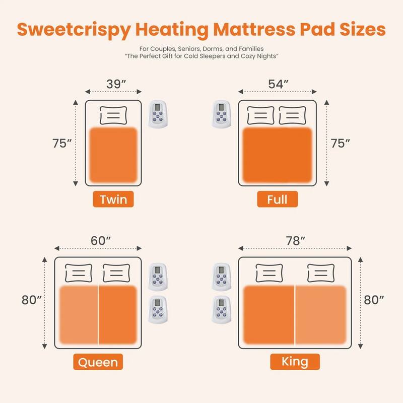 Quilted Heated Mattress Pad with 10 Heat Settings & Auto Shut-Off, Machine Washable – Warm Electric Bed Heating Pad
