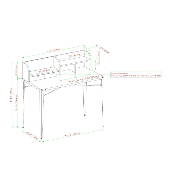 Carbon Loft 42-inch Writing Desk with Small Hutch