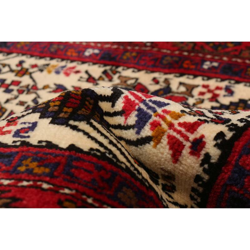 ECARPETGALLERY Hand-knotted Sarabi Cream, Red Wool Rug - 3'2 x 14'5