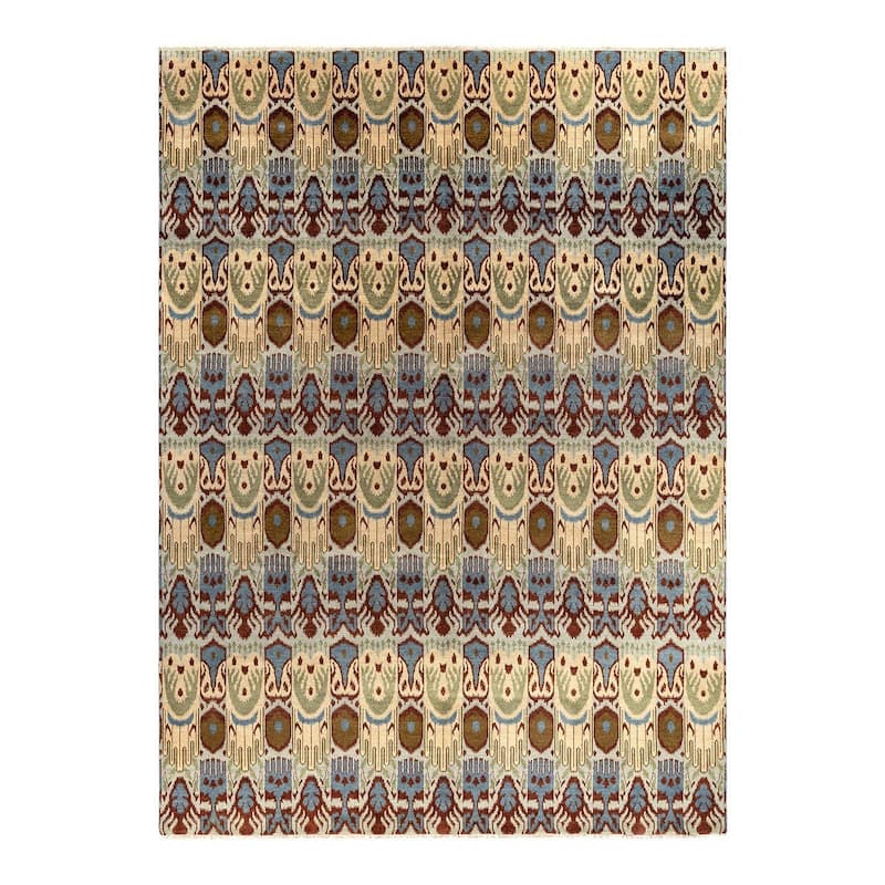 Ikat One-of-a-Kind Hand-Knotted Area Rug - Gray, 9' 1" x 12' 4" - 9' 1" x 12' 4"