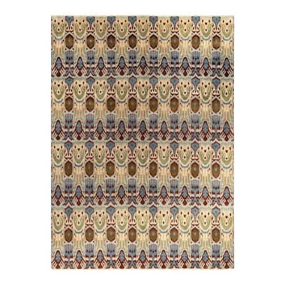 Ikat One-of-a-Kind Hand-Knotted Area Rug - Gray, 9' 1" x 12' 4" - 9' 1" x 12' 4"