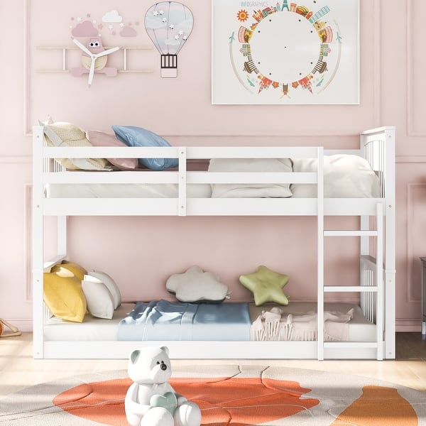 slide 2 of 24, Playhouse Inspired Twin over Twin Bunk Bed with Ladder White