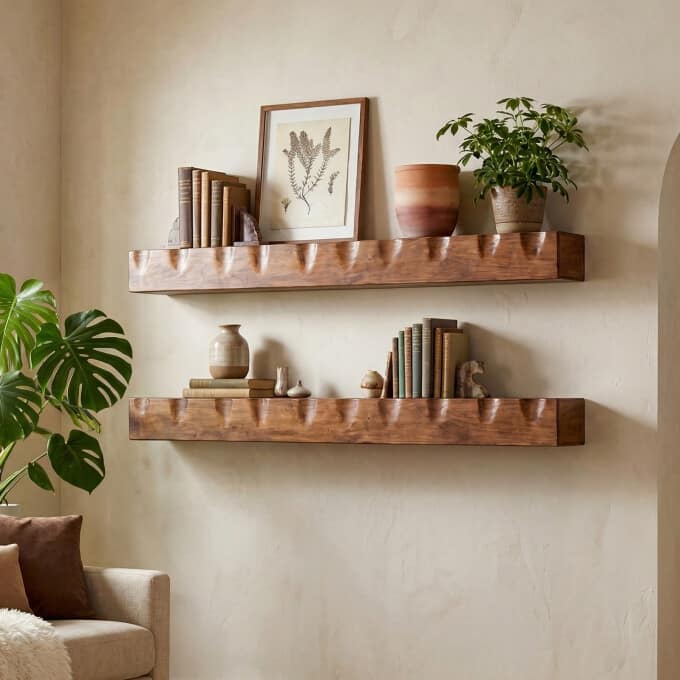 63" Fireplace Mantel Shelf, Solid Wood Farmhouse Rustic Floating Shelf - 7.87" D x 62.99" W x 5.91" H