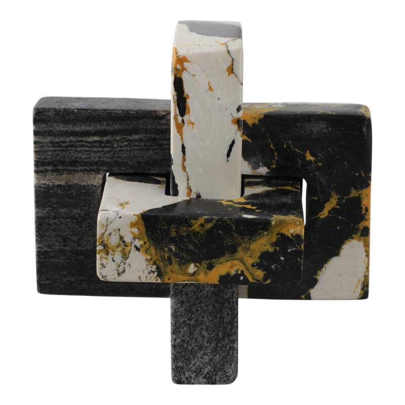 Stone Marble Decorative Object Geometric Sculpture Handcrafted Accent