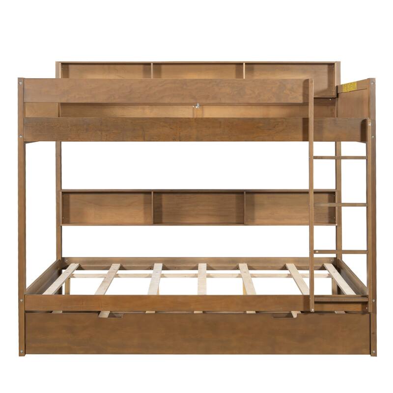 Bunk Bed with Trundle & Dual-Side Storage Shelves by Harper&Bright Designs