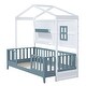 preview thumbnail 6 of 6, White Twin Size Pine Wood House Bed with Window, Fence, 2 Storage Shelves, Guardrail