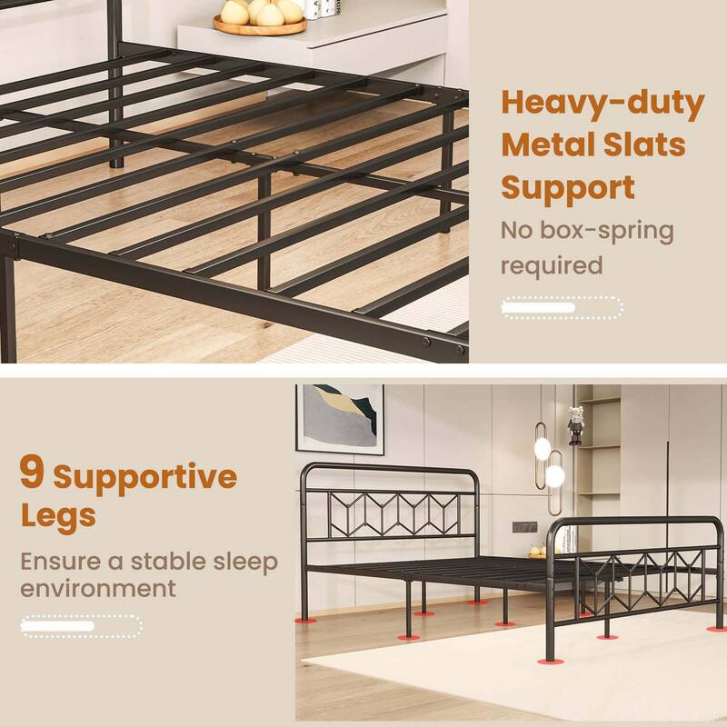 Costway Twin/Full/Queen/King Size Bed Frame Mattress Foundation with