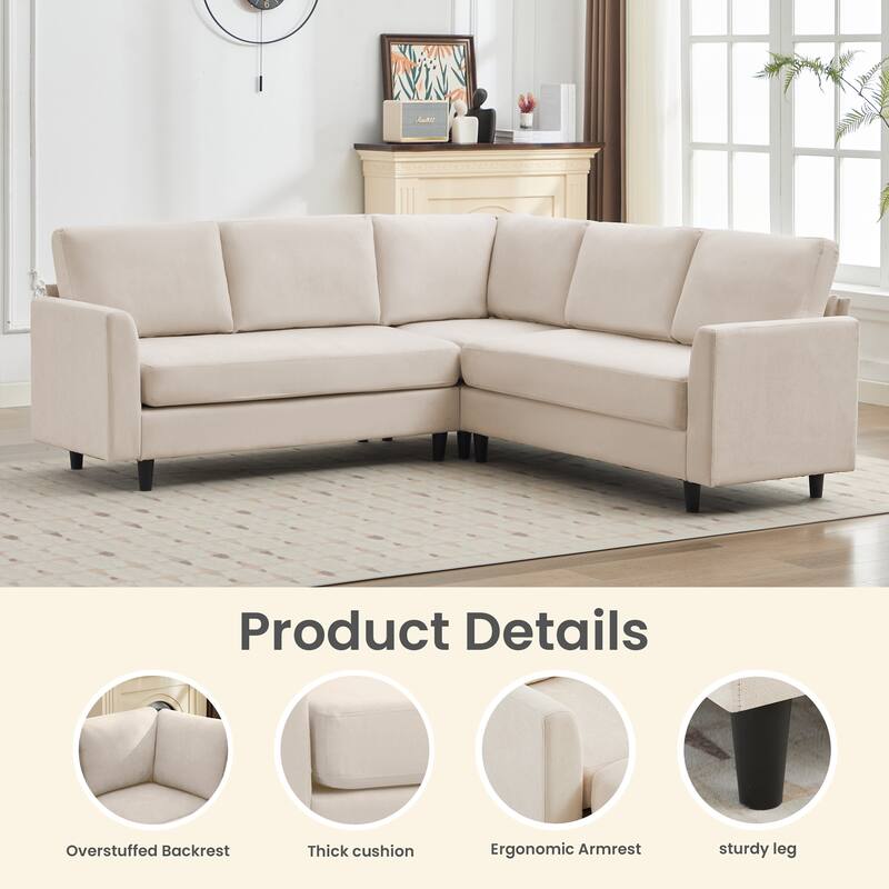 Snow Velvet Sectional Sofa