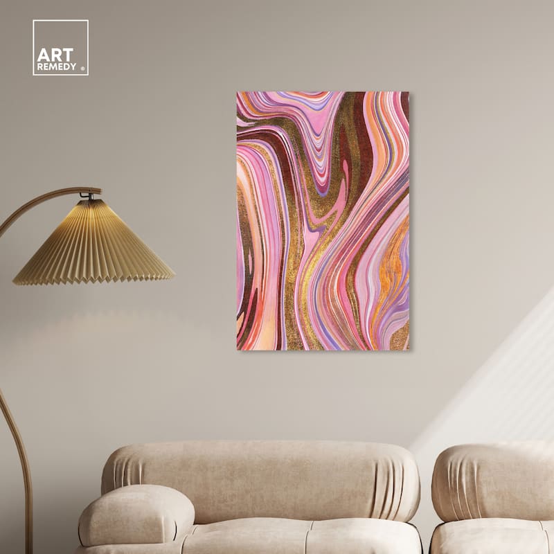 Art Remedy Doll Memories - Pink Geode Gallery Wrapped Mineral, Agate & Geode 1 Piece Canvas Wall Art