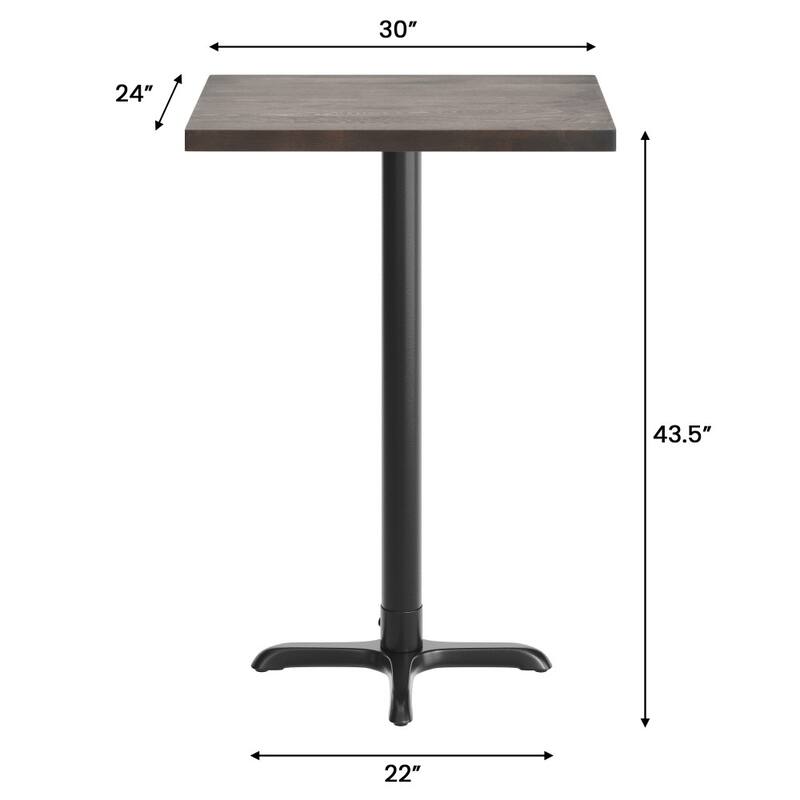 Rectangular Solid Wood Commercial Tabletop with 22" x 22" Bar Height X-Base