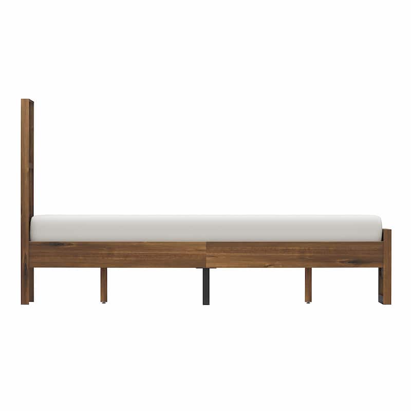 Anmytek Wooden Bed Frame with Headboard Archer Style Modern Platform Bed Full Queen King Size Solid Wood Bed Frame