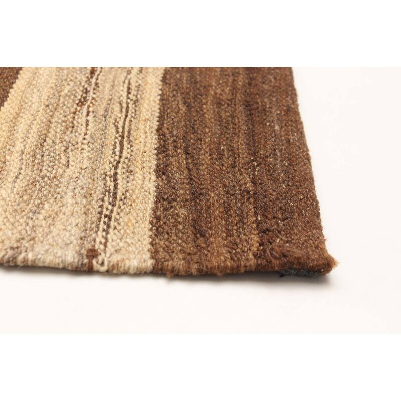 ECARPETGALLERY Flat-Weave Boho Brown Wool Kilim - 4'7 x 6'8