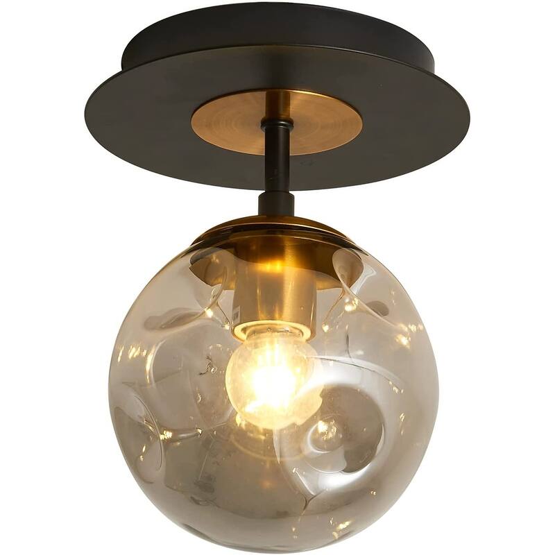 Mini globe glass ceiling light industrial balck semi flush mount ceiling light fixture