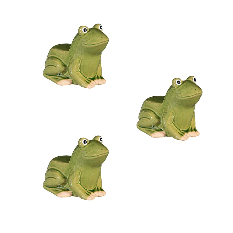 Ceramic Frog Planter Feet, Set of 3