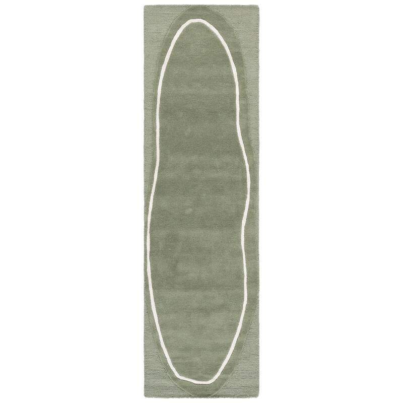 SAFAVIEH Handmade Fifth Avenue Elisete Modern Wool Rug - 2'3" x 8' Runner - Sage Green/Ivory