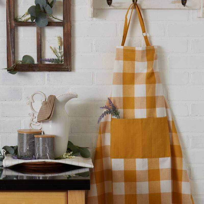 DII Antique Green Buffalo Check Chef Apron