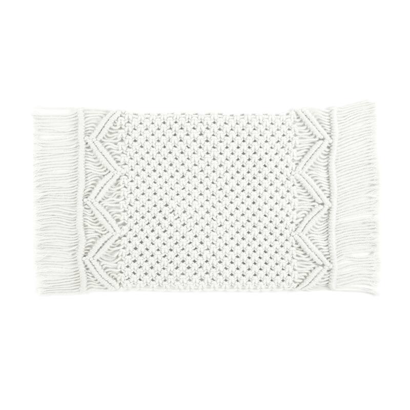 Lush Decor Boho Macrame Handcrafted Indoor/Outdoor Washable Water Repellent Placemat 2 Piece Set - 12" x 18"+3" Fringe