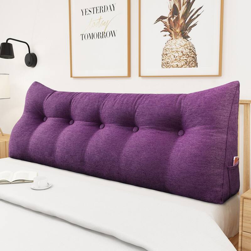 WOWMAX Large Bed Headboard Pillow Back Support Reading Wedge Cushion - Purple