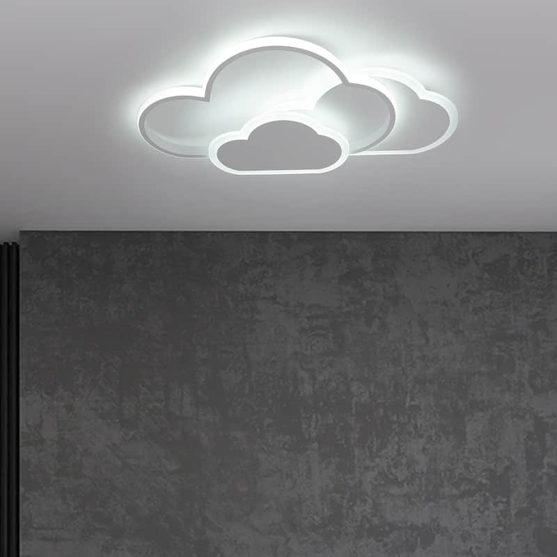3 Light Color LED Flush Mount Cloud-Shaped Ceiling Light