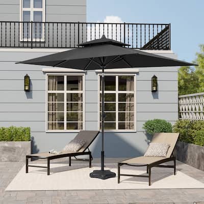 10 x 6.5 FT Rectangular Double Top Patio Market Umbrella with Tilt & Crank