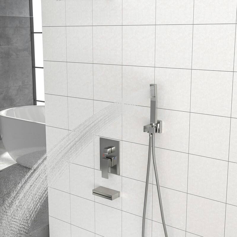 Minimalist Wall Mounted Square Shower System - Brushed Nickel