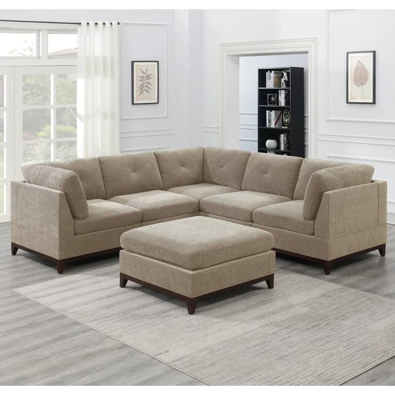 6 Piece Chenille Modular Setional