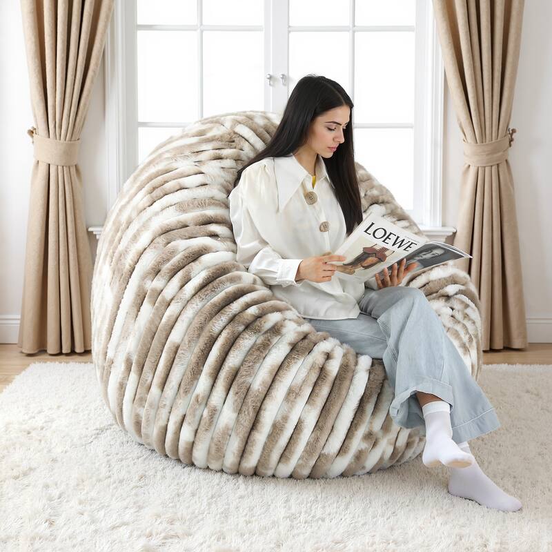 5-foot Round Plush Corduroy Convertible Bean Bag Chair Lounge