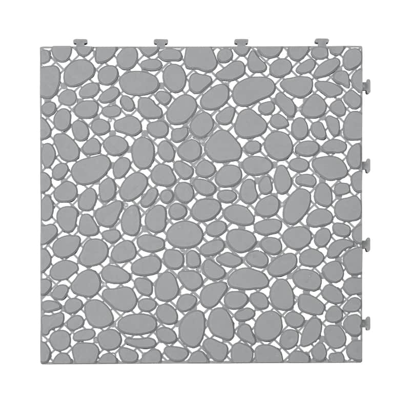 12 x 12 Inch Interlocking Deck Tiles Plastic Waterproof Outdoor All Weather Anti-slip Weight Capacity Upto 440 LBS, Pack of 12