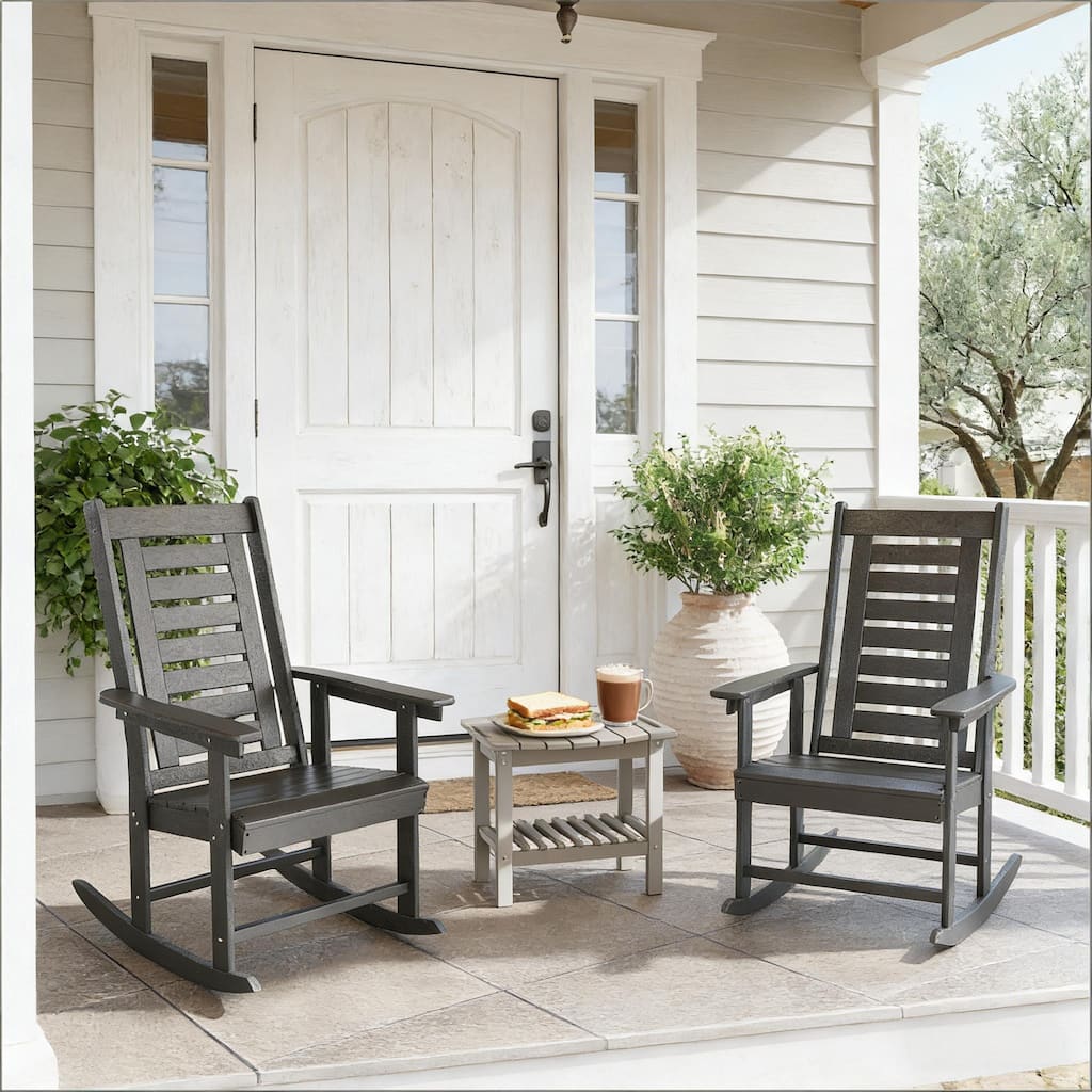 GDFStudio Outdoor Thalassa Rocking with Slatted Breathable Seats Set of 2