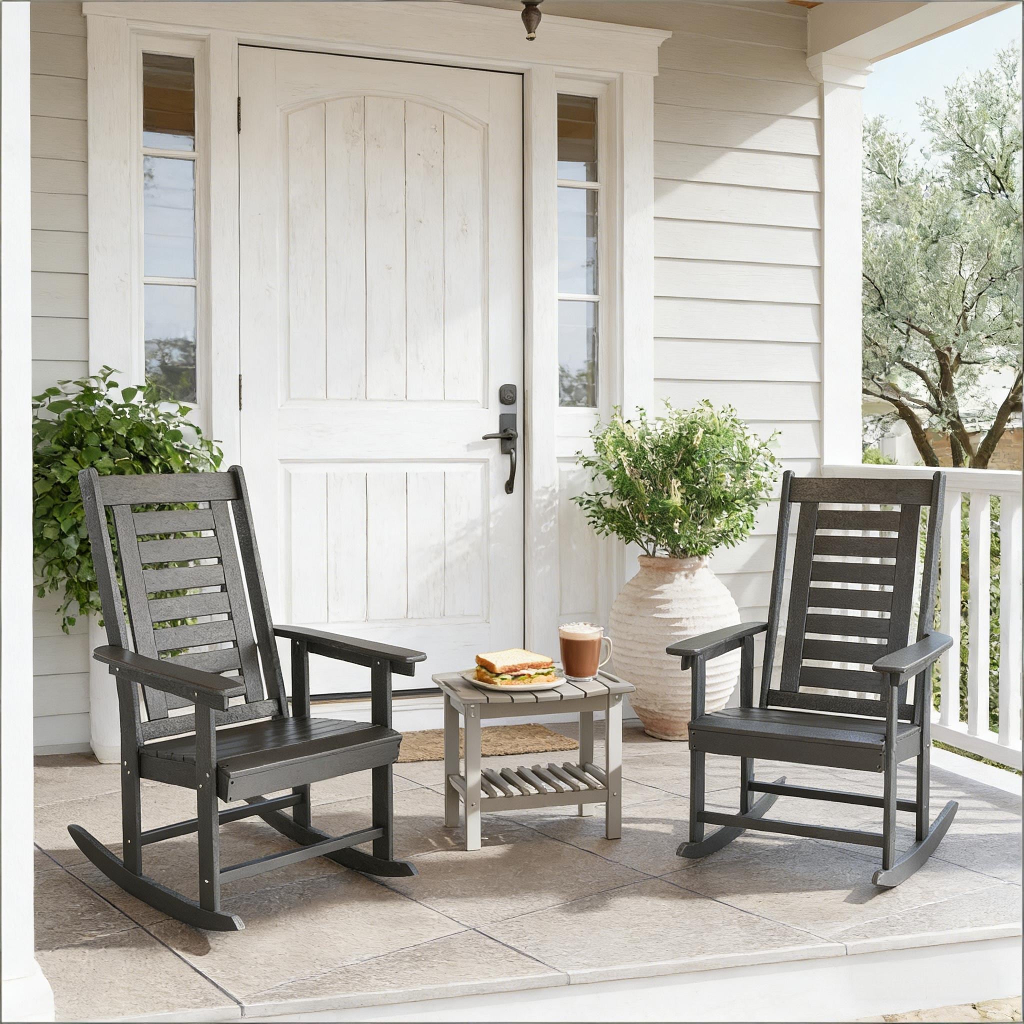 GDFStudio Outdoor Thalassa Rocking with Slatted Breathable Seats Set of 2