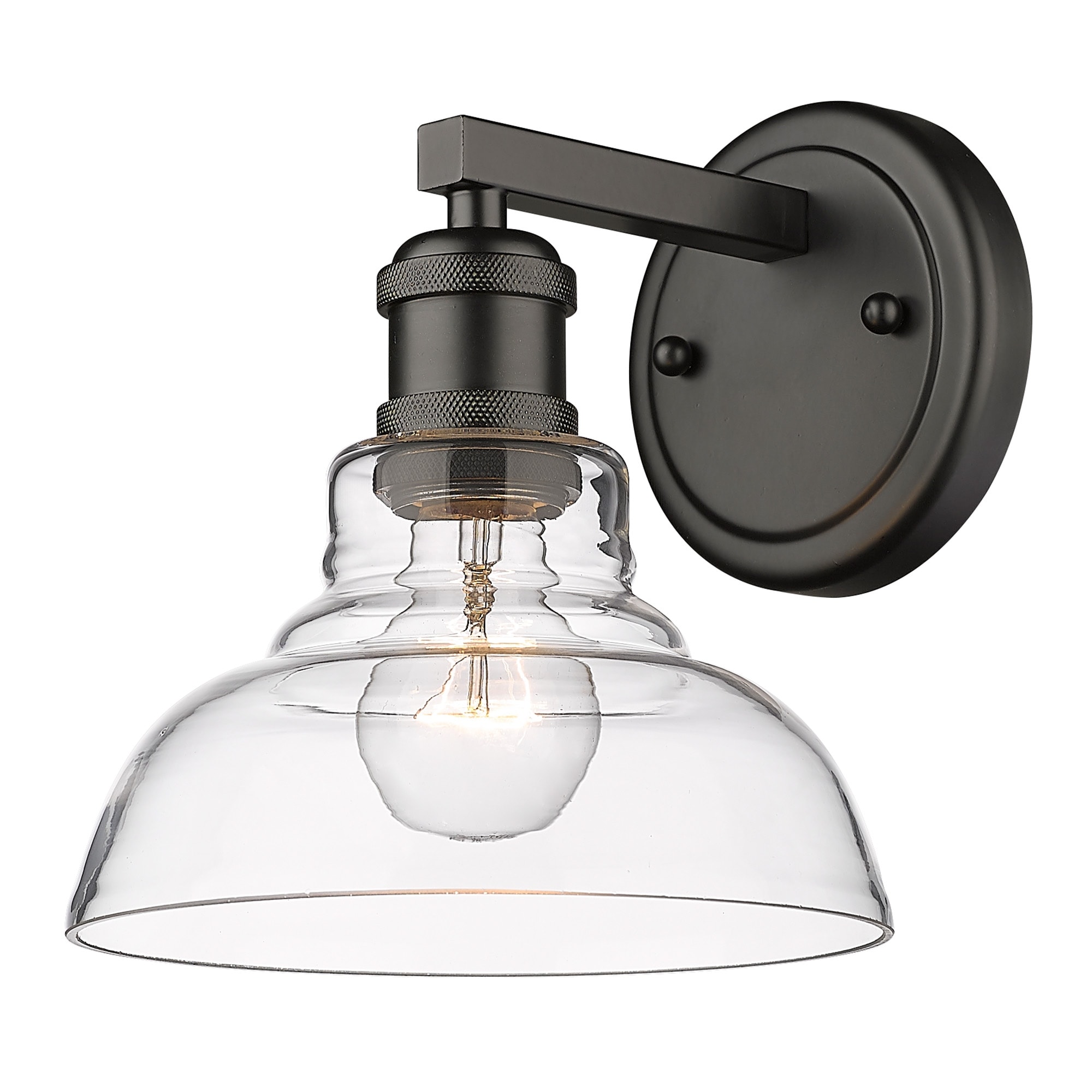 Yep by Golden Lighting Carver 1-light Vanity in Matte Black and Vintage Milk Glass