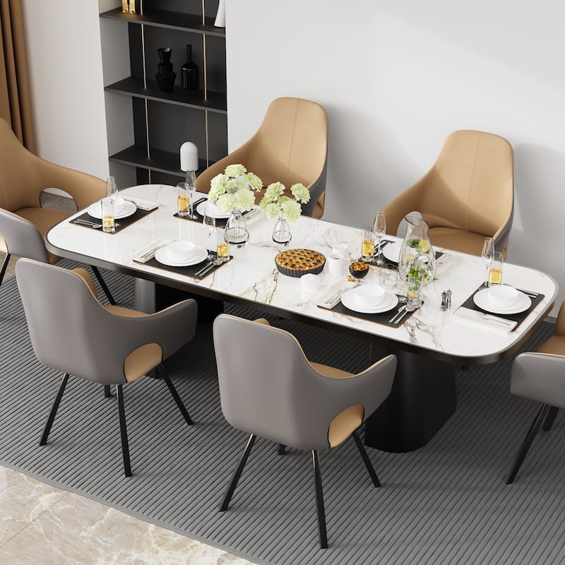 Two-tone Microfiber Leather Upholstered Rotatable Dining Chairs (Set of 2) - 22.83" W x 19.69" D x 36.61" H