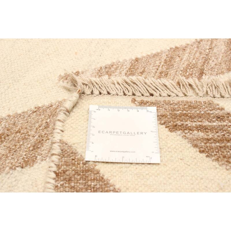 ECARPETGALLERY Flat-Weave Ankara FW Ivory Wool Kilim - 5'2 x 7'10