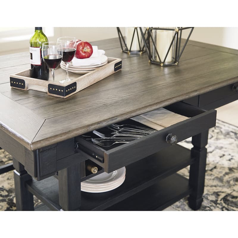 Signature Design by Ashley Tyler Creek Black / Grayish Brown 7-Piece Counter Height Dining Package