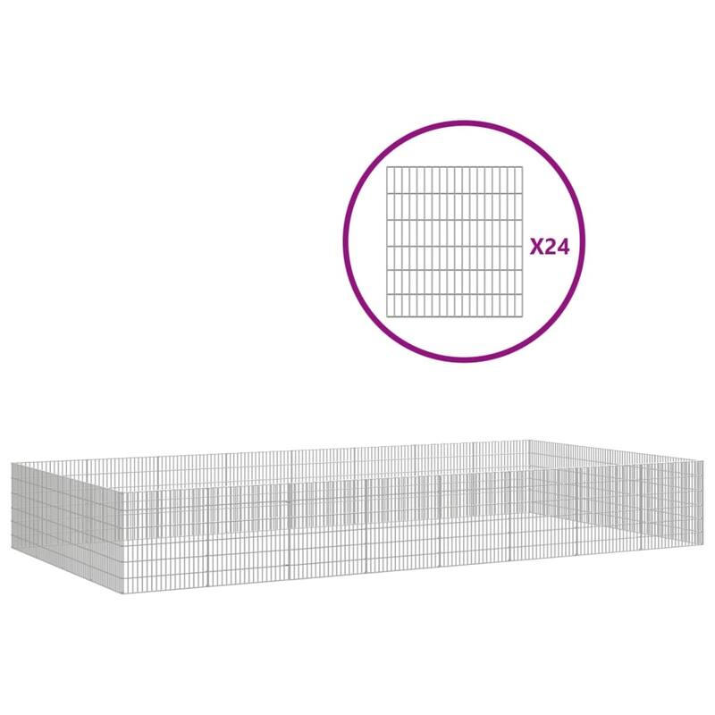 vidaXL Free Range Animal Enclosure Rabbit Hutch Free Range Pen Galvanized Iron