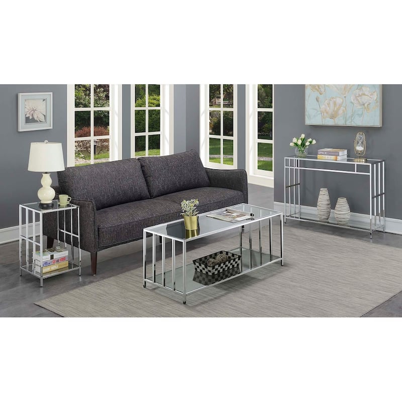Convenience Concepts Mission Glass End Table with Shelf