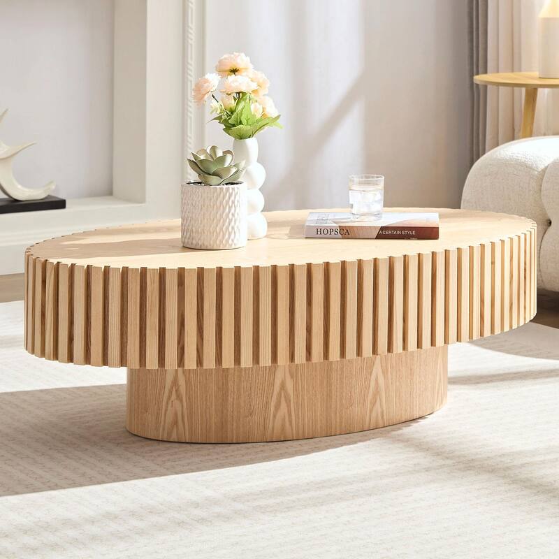 43.7 Inch Modern Handcrafted Drum Coffee Table