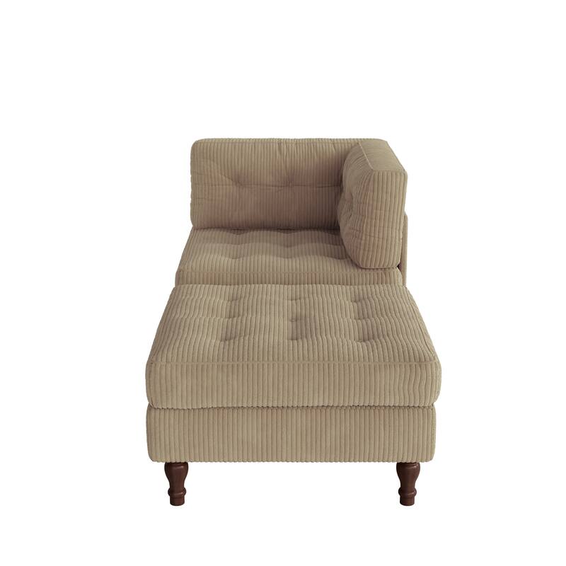 Corduroy L-shape Modular Corner Sectional Sofa with Reversible Storage Ottoman