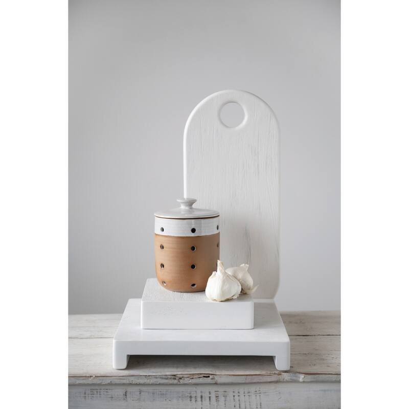 Acacia Wood Cheese/ Serving Board, Textured White