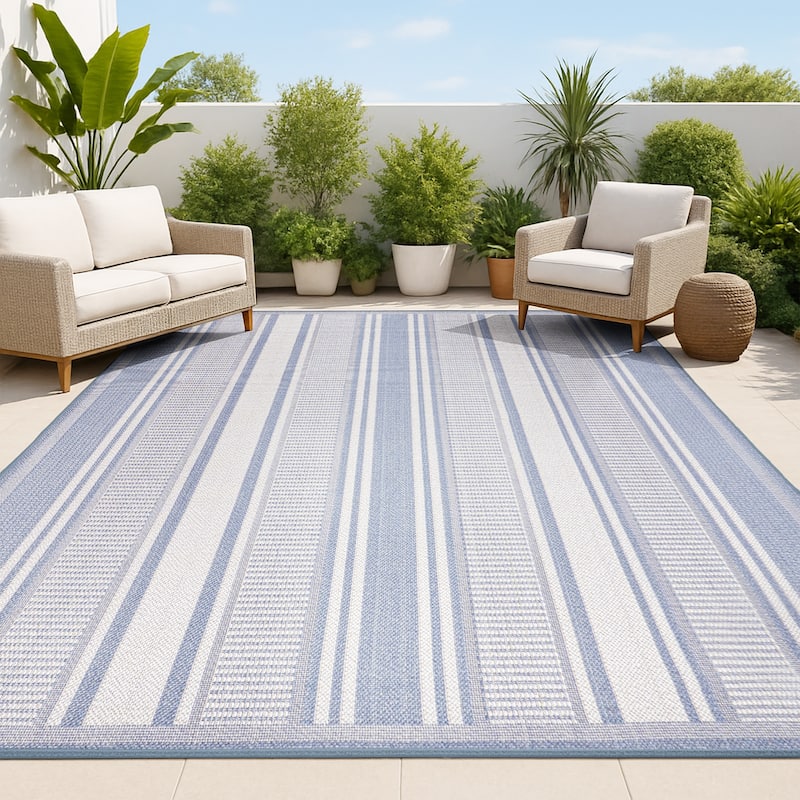 JONATHAN Y Negril Modern Double Stripe Indoor/Outdoor Area Rug