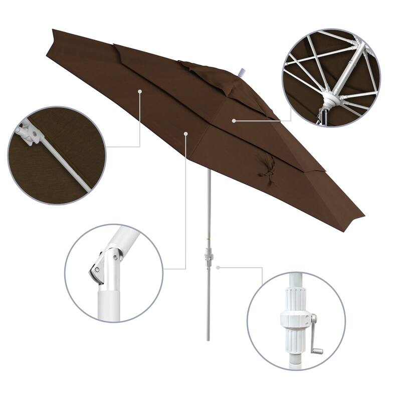 Perry 11ft Round Crank Lift Collar Tilt Aluminum Patio Umbrella by Havenside Home, Base Not Included