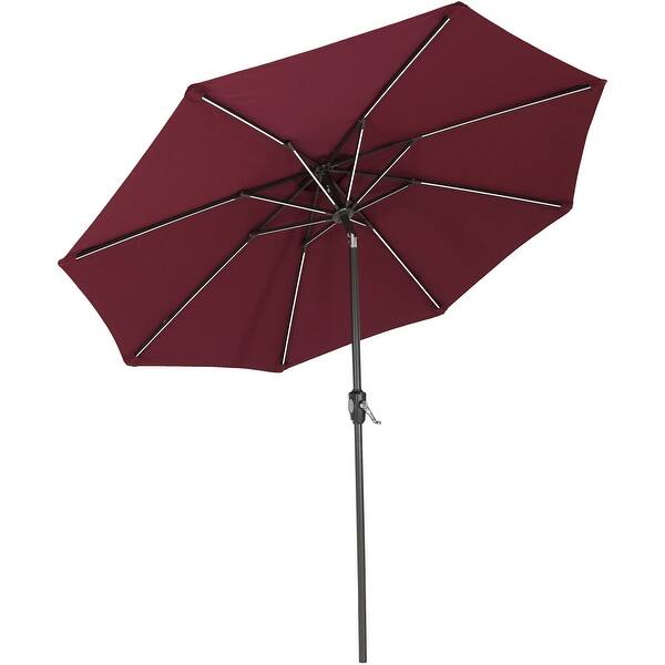 Shop Black Friday Deals On Sunnydaze 9 Foot Fade Resistant Patio Umbrella Solar Led Lights Burgundy 9 Ft Overstock 24010346