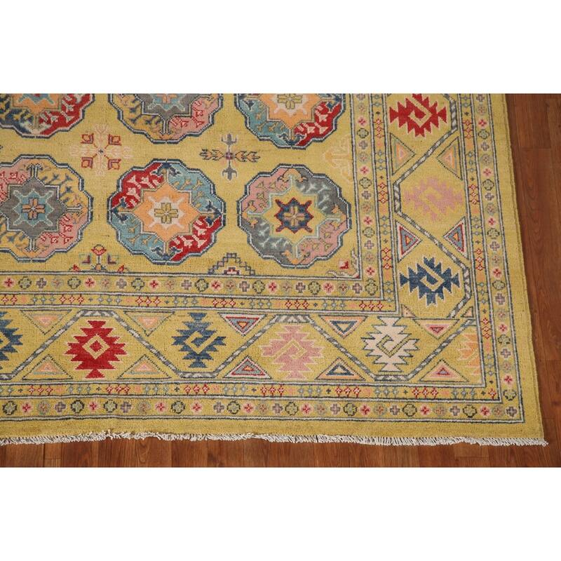 Geometric Kazak Area Rug Hand-Knotted Wool Carpet - 6'11" x 10'7"