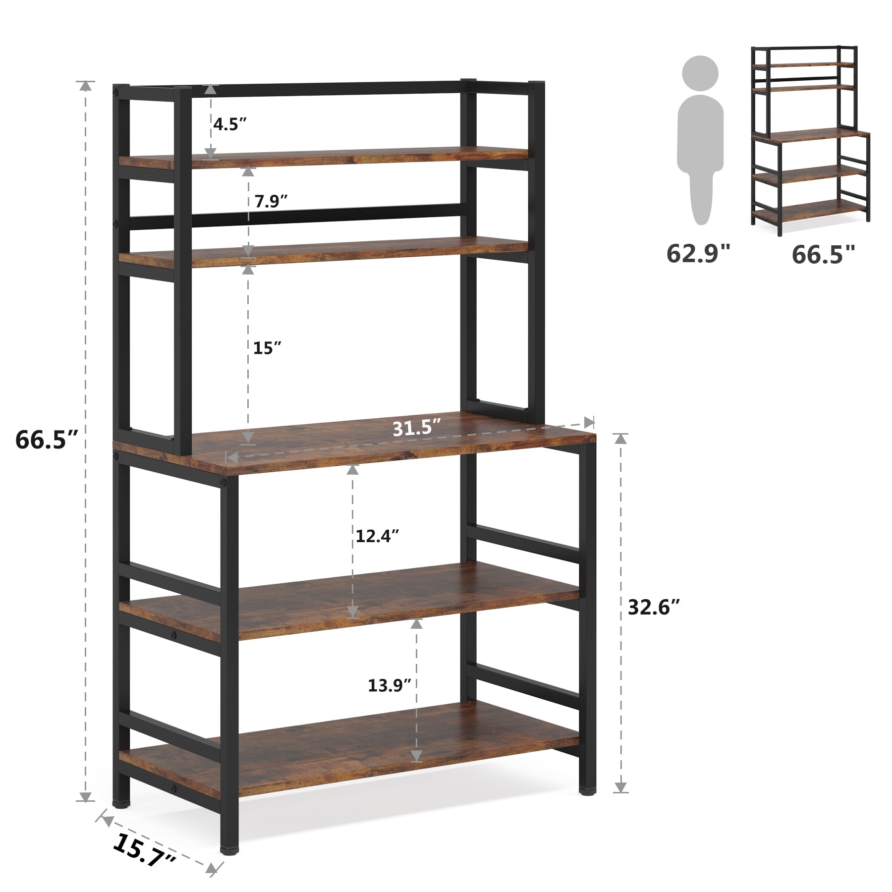 5 Tier Kitchen Bakers Rack Utility Storage Shelf Microwave Oven