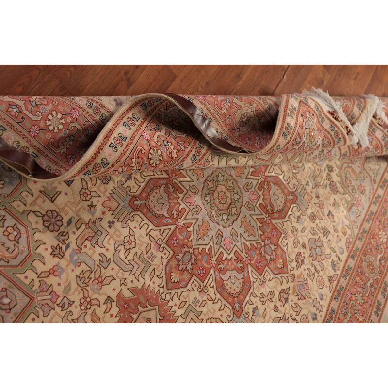 Geometric Tabriz Oriental Rug Handmade Wool Carpet - 5'1" x 6'11"