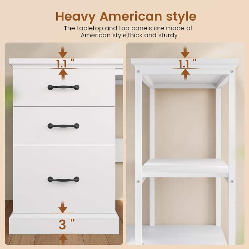 L Shaped Desk Drawers Storage Shelves Executive Home Office Desk