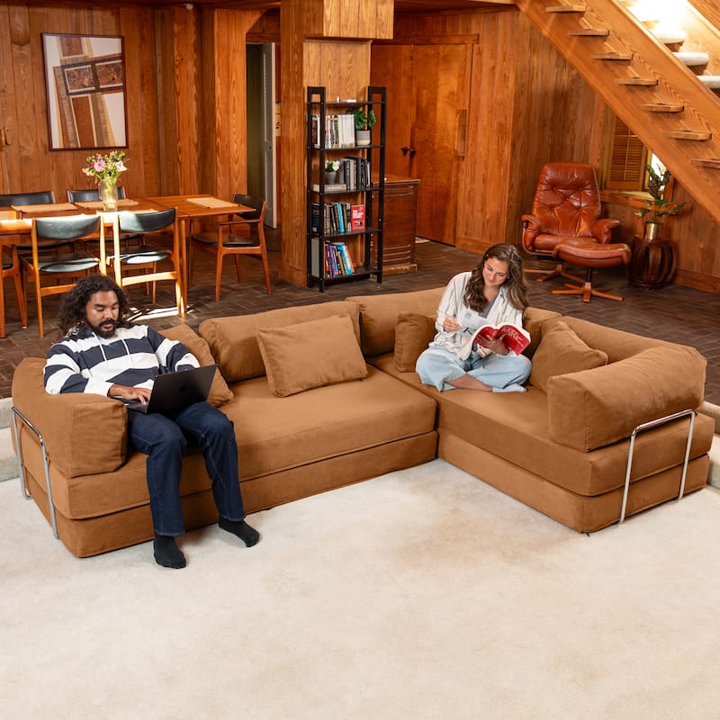 Jaxx Unsofa Modular Convertible Sectional Sofa with Fold Out King Sleeper Bed