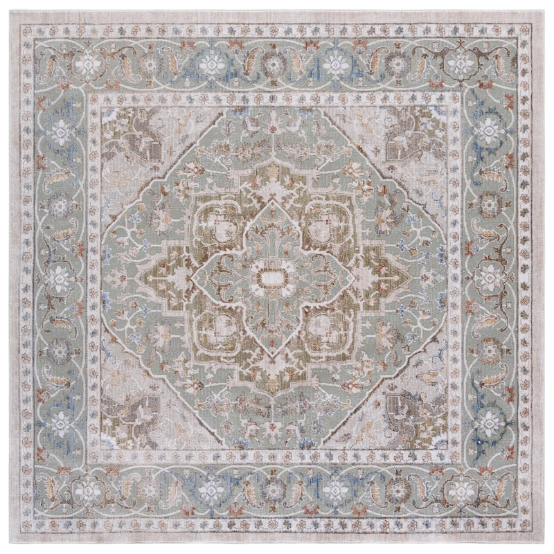 SAFAVIEH Elwood Tulin Traditional Medallion Rug - 6'5" Square - Olive/Beige